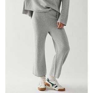 Free People FP Beach Women’s M Pants Hailee Gray Waffle Knit Wide Leg 100%Cotton